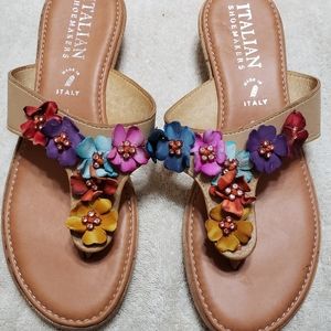Italian Shoemakers Colorful Flower Thong Sandal